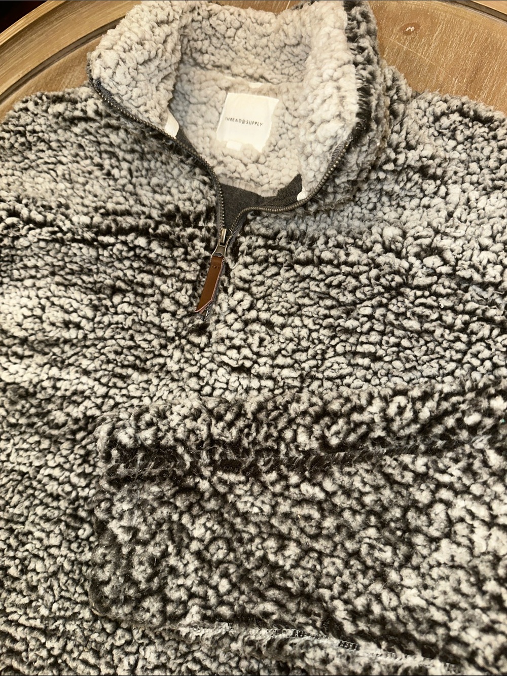 Thread & Supply Women's Sherpa Quarter-Zip Pullover - Black & White Ombre